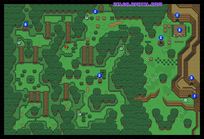 迷いの森周辺フィールドマップ画像：ゼルダの伝説・神々のトライフォース 攻略