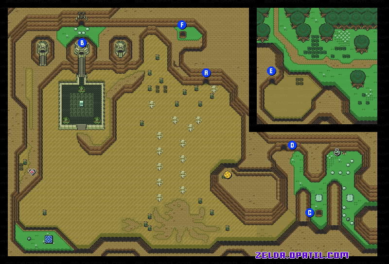 あやしの砂漠周辺フィールドマップ画像：ゼルダの伝説・神々のトライフォース 攻略