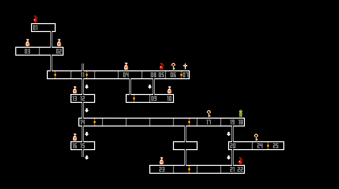 第6神殿簡易マップ：ゼルダの伝説2・リンクの冒険攻略